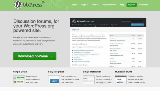Snimka zaslona bbPress besplatnog alata za mrežni forum