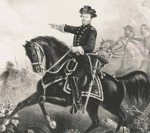 General bojnik George H. Thomas u uniformi američke vojske jahao je na crnom konju.