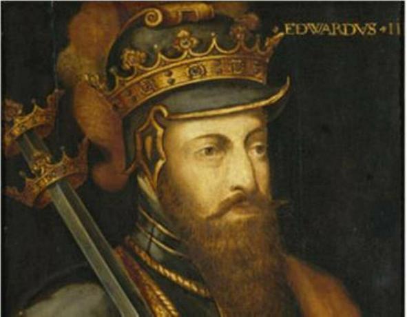 Edward III s bradom i nošenim oklopom.