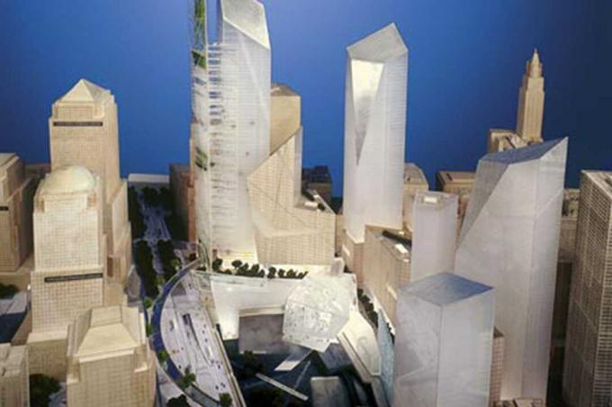 Model originalnog plana plana Svjetskog trgovinskog centra Studio Libeskind prosinac 2002. Prezentacija prezentacija