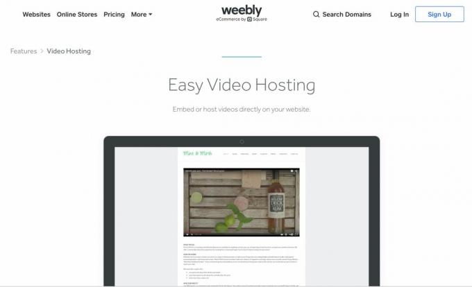 Stranica Weebly značajki video hostinga