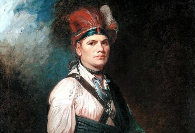 Joseph Brant u haljini Indijanca s pokrivačem