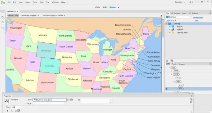 Slikovna mapa SAD-a u Dreamweaveru