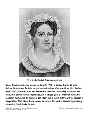 Bojanje stranica prve dame Rachel Jackson