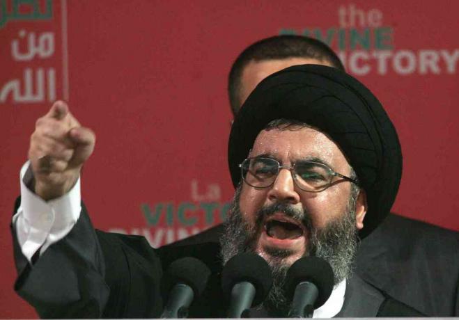 Vođa Hezbolaha Sayyed Hassan Nasrallah govorio je na skupu 22. rujna 2006. u Bejrutu u Libanonu.