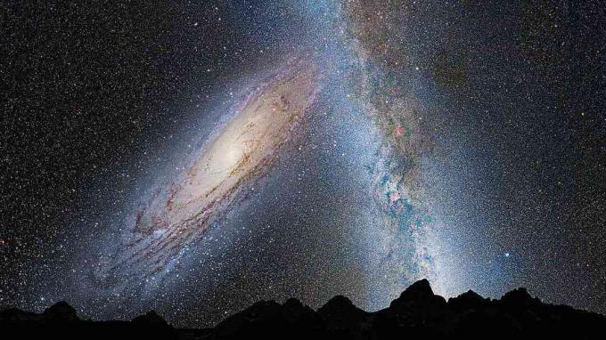 Andromeda i Mliječni put se sudaraju, što se vidi i sa površine planeta unutar naše galaksije.