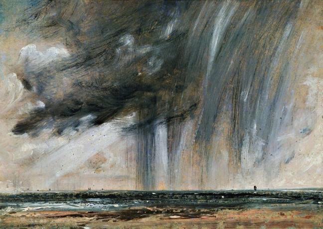Kišna oluja nad morem, studija morskog krajolika s kišnim oblacima, oko 1824. - 1828., John Constable (1776. - 1837.), ulje na papiru položeno na platno, 22,2x31 cm