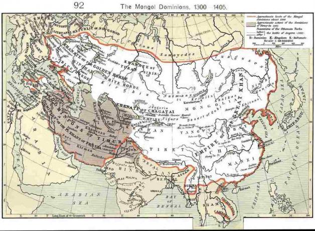 Karta s mongolskim dominacijama iznosi oko 1300 do 1405.