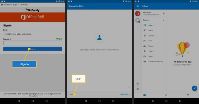 Prijavite se na GoDaddy e-poštu u programu Outlook za Android.