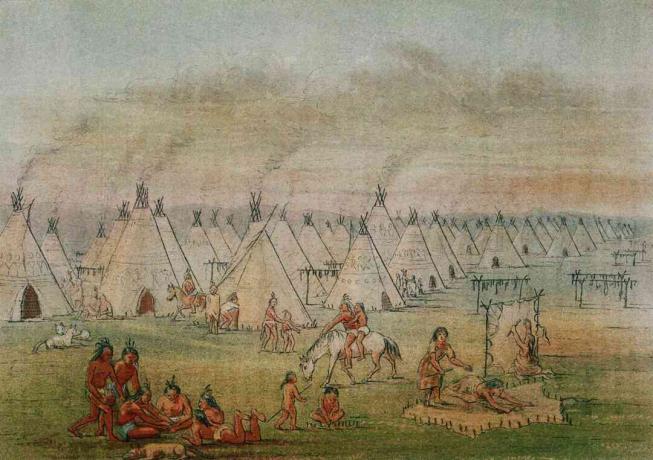 Graviranje sela Comanche George Catlin