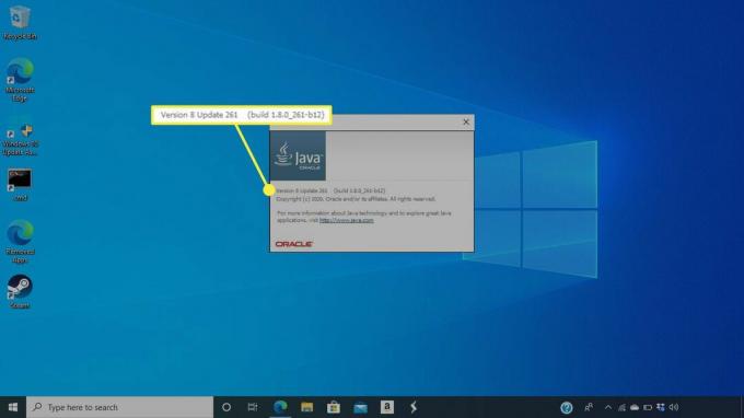 Informacije o gradnji i verziji Jave u sustavu Windows 10