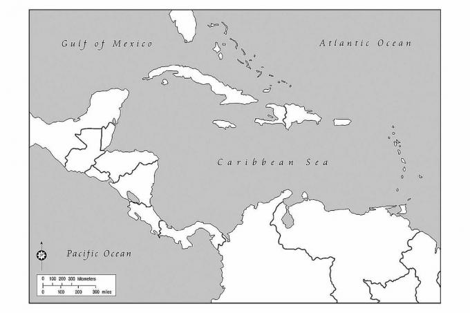 Prazna karta Srednje Amerike i Kariba