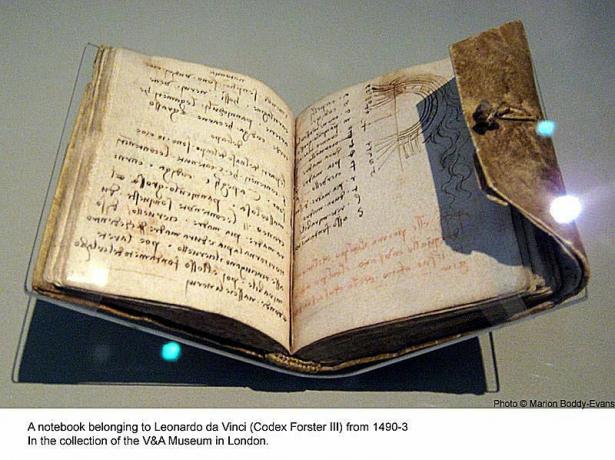 Bilježnica Leonarda da Vincija u muzeju V & A u Londonu