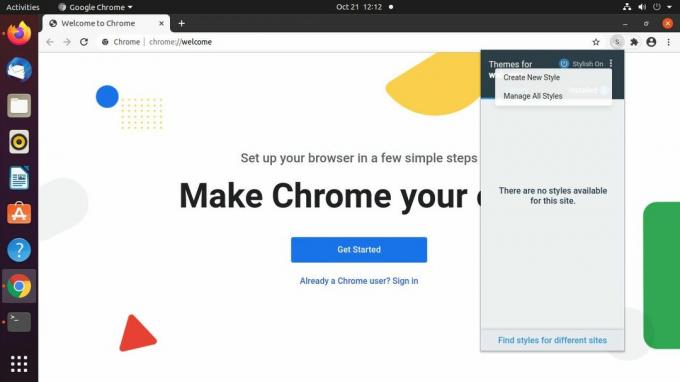 Google Chrome Stylish opcije