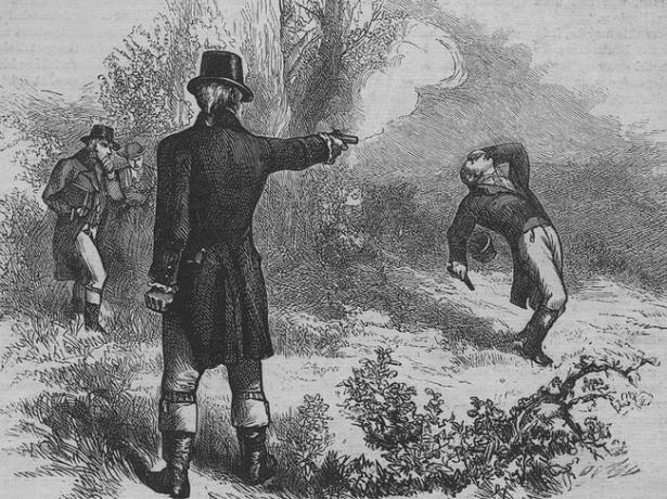 Potpredsjednik Aaron Burr ubio je bivšeg ministra financija Alexandera Hamiltona u dvoboju 11. srpnja 1804.