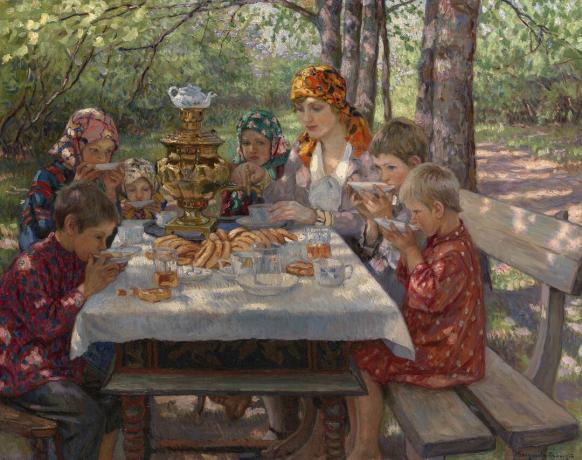 Učiteljski gosti. Umjetnik: Bogdanov-Belsky, Nikolaj Petrovich (1868-1945)