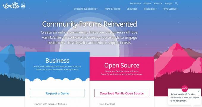 Snimak zaslona alata foruma Vanilla Forums za blog ili web stranicu