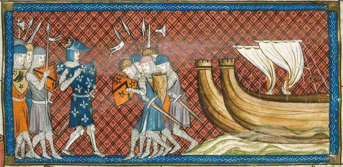Filip II. Francuski stajao je u blizini brodova s ​​vitezovima.