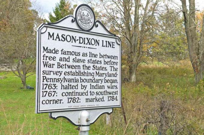 Znak kojim se označava povijesna Mason – Dixon linija