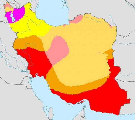 Karta Irana s klimatskom klasifikacijom Koppen.